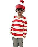 Where's Wally【ウォーリー】クリスマス ボーダーシャツ ニット帽 丸メガネ セット 囚人服 囚人 子供 コスチューム 衣装 仮装　こども仮装 衣装 イベント サンタ クリスマス 衣装 ベビ