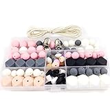 Slicone Teether Baby DIY Crafts Set Pacifier Clips Crib Toy Safe and Natural Silicone Bead Teether N