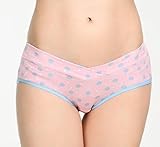 マタニティ ショーツ ３枚セット 産前 産後 妊婦用 下着 ローライズ パンツ ゴム ゆったり かわいい ドット (粉色・蔵青Ａ)