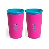 Wow Cup for Kids 360 Spill Free Drinking Cup - 9 Oz - Pink with Teal Lid - 2 ... by Wow Gear