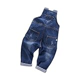(チェリーレッド) CherryRed 子供 ベビー キッズ 女の子 男の子 ロンパース ロングパンツ デニムジーンズ サロペット オールインワン 100 ブルー