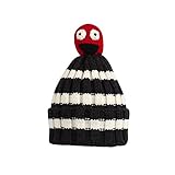 Nasular 子供帽子 ニット帽子 ウールの厚さ やわらかい 肌さわりよく 保温性伸縮性抜群 ひよこベビー付き カラーストライプ 巻き込む式 おしゃれ かわいい 児童 小学生 春秋冬用(2-6歳, 