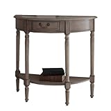 ホワイト／Shabby chic ラウンドコンソール コンソールテーブル サイドテーブル テーブル シャビーシック エレガント アンティーク 木製 引出し付