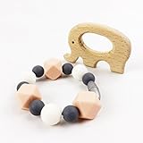 Mamimami Home 噛がため 木製象 おしゃぶり シリコーンリング ブレスレット 赤ちゃんのおもちゃ