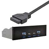 xiwai USB-C & USB 3.0 ハブ 4ポート フロントパネルからマザーボード 20ピンコネクタケーブル 5.25インチCD-ROMベイ用