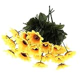 F Fityle 人工　7頭のヒマワリ　シルク　フラワー　きれい　ブライダルブーケ　4本　　