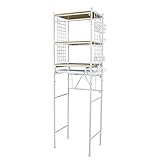 川口工器 スライドテーブル付き 幅伸縮 冷蔵庫上 キッチンラック 18097 (ホワイト)