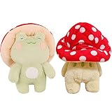 XSHYE カエルぬいぐるみ 10インチ かわいいカエルのキノコの帽子 動物のぬいぐるみ かわいいぬいぐるみ スローピロー ホームルーム 装飾 美的ギフト