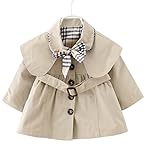 YY-Natuhi ベビー服 子供服 女の子 アウター コート キッズ ジャケット おしゃれ 防寒 プリンセス トレンチコート リボン付き かわいい 春 長袖 ベルト付き (80cm)