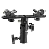 フラッシュブラケット 付 ストロボ ＆ アンブレラ ホルダー 傘穴 ホットシュ 撮影 カメラ グレーカード付