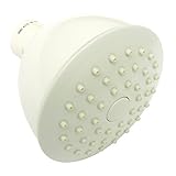 LASCO 08-5101 Shower Head with Single Pattern Spray and Rubber Nozzles for Easy Cleaning, White Plas