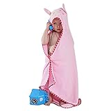 フード付きバスタオル ベビー バスローブ 可愛い おくるみ 子供 フード付き タオル 動物柄 ポンチョ タオル 男の子 女の子 出産祝い プレゼント ギフト (ライトピンク)