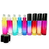(アウプル) アロマボトル 10ml 9本セット カラフル ロール オン ガラス アロマ瓶 スチールボール瓶 アロマ オイル 用 瓶 (ロールオン)