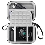 Lacdo カメラキャリングケース 対応 Panasonic Lumix TZ99/TZ300/LX15/TZ95/TZ100/TZ90/TZ200 ポイントと撮影デジタルカメラ、保護カメラストレージトレーブバッグ、メッシュポケットフィットバッテリー、ケーブル、ブラック＋グレー