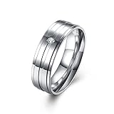 カップルは戒シンプルなストライプ镶钻カップル戒男款 ステンレス色褪せない経典指輪 男性のプレゼント