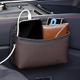 JEYODA車用収納ポケットシート側袋自動車側袋携帯収納ボックスカード収納シート隙間収納簡単取り付けミニポケット小物収納多機能カー用品便利 (ブラウン)