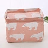 収納ボックス 収納ケース 綿麻製 折り畳み式 バスケット ランドリー 可愛い柄 飾り物 小物入れ 長期保存 雑物 防水防湿 整理 size 20.5 * 16 * 13cm (ピンク)