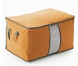 Domire Quilt Cloth Blanket Fabric Storage Organizer Bag Transparent Window Bamboo Charcoal Box (Oran