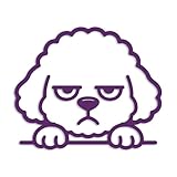 ForzaGroup ふて顔トイプードル カッティングステッカー 犬 dog 車 バイク ヘルメット 屋外耐候 (8cm×6.6cm バイオレット)