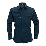 (BURTLE) バートル 夏用作業服 作業着 長袖シャツ ポリエステル65%・綿35% （生地薄め) (6103-ku) ネイビー　5L