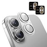 AUNEOS iPhone 17 用 レンズフィルム カメラ保護【2025新登場·アルミ合金＋10H強化ガラス製】いPhone 17 対応 カメラフィルム ぴったりフィット 一体感 耐衝撃 高透過率 防滴 防塵 貼り付け簡単 露出オーバー防止 アイフォン 17 プラス カメラカバー 2枚セット (ホワイト, iPhone 17)