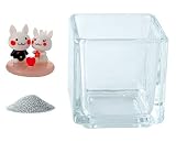 花市場直送便 ミニチュアガラス ウェディングうさぎ & カラーサンド シルバー & 植え込み用グラス ニューブロックS