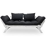 ソファ ソファーベッド 2人掛け 北欧デザイン リクライニング 天然木フレーム ホワイトフレーム×チャコールグレー