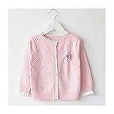 WIN　キッズ 子供服 女の子 女児 ガールズ 長袖 ニット セーター かわいい おしゃれ着　冷房対策 お出かけ ニット コート ジャケット カーディガン 長袖 秋冬子供服 (120cm, ピンク)