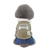 レンコス（Lemcos）ペット 服 秋冬 小型犬猫用 骨 図案 縞模様 犬洋服 コート 綿製 可愛い 散歩 暖かい 防寒 秋冬 犬服 アパレル 子犬 コスチューム プレゼント