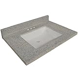 デザインハウス557553 Waveボウルプレミアム養殖大理石洗面化粧台トップ、31-inches by 22-inches、Moonscapeグレー