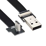 xiwai 0.2M 直角USB 2.0 Type-A オス - USB-C Type-C オス データ フラット スリム FPC ケーブル FPV & ディスク & 電話用