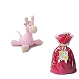 メモリアルギフト 洗えるぬいぐるみ ミンクプラッシュ ラトルになるキリン ピンク 通常子供ラッピング