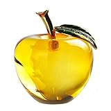 Moana Mahana(モアナマハナ) 釉製 水晶 リンゴ クリスタル アップル ペーパーウェイト クラフトデコレーション ギフト インテリア 風水 開運グッズ 装飾置物 (黄色)