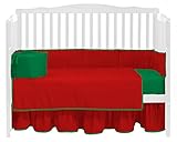 Baby Doll Bedding Solid Reversible Crib Bedding Set, Red/Green by BabyDoll Bedding