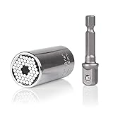 万能ソケット ユニバーサル ソケットレンチ (7～19mm,1/4～3/4インチ) 2点セット 対応 グリッパー & ドリルアダプター