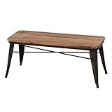 不二貿易 スチールベンチ ニレ材座面 ブラウン ナチュラル 50594