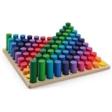 Erzi ドイツ製 木のおもちゃ  エデュケーショナルゲーム セオリー 10段の高さのブロックが10色セット