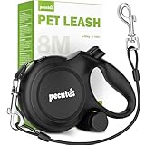 Pecute 伸縮リード 引き込み式犬リード 巻き取りがスムーズで 強いナイロンテープ 一時停止 小・中・大型犬対応 ごみ袋付き 荷重50kg 長さ8m