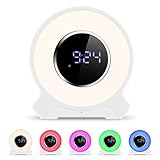 Decdeal 目覚まし時計 ポータブル USB充電式 LED 照明スピーカー RGB色 ナイトライト/テーブルランプ FMラジオ TFカードサポート