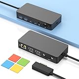 Microsoft Surface Dock トリプルディスプレイ デュアルHDMI+VGA 電源アダプター付き 12イン1 Surface ドッキングステーション Microsoft Surface Pro 11/10/9/8/X/7/6/5/4/3/3、Surface Laptop 7/6/5/4/3/2/1、Book Laptop Go 3/2用