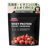 ULTORA ウルトラ ホエイ プロテイン WPI & WPC 810g 人工甘味料不使用 国産 乳酸菌 ビタミン11種 ミネラル4種 L-カルニチン シンバイオティクス クリアストロベリー風味