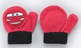 ワッペンを押すと「ピコピコ」とかわいい音が鳴る♪ キッズのびのび笛付きキャラクター手袋 ミトンタイプ カーズ レッド