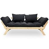 ソファ ソファーベッド 2人掛け 北欧デザイン リクライニング 天然木フレーム ライトナチュラル×チャコールグレー