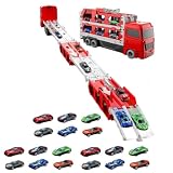 トレーラー ミニカーセット 大型トレーラー 車おもちゃ 子供 ミニカーセット 知育玩具 作業車両 消防車 はしご車 男の子 女の子 誕生日のプレゼント 工事車両 おもちゃ 室内遊び 建設車両セット