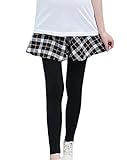 【MINI MAM】 チェック柄 スパッツ スカート付 レギンス マタニティ 妊婦 レディース ママ マタニティ用 L XL 赤 茶色 肌色 春夏 秋服 ボトム (L, ブラウン)