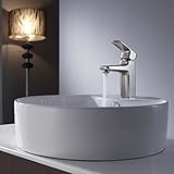 Kraus KEF-15501-PU16BN Virtus Single Lever Basin Bathroom Faucet and Pop Up Drain with Overflow Brus