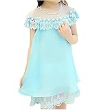 Ruideng 女の子の夏の新しいドレスプリンセスドレスノースリーブシフォンパーティードレスワンピースのスカートのドレスの公演発表会 結婚式 入園式 演奏会 (160cm, ブルー)