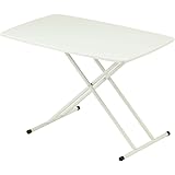 ぼん家具 昇降式テーブル ダイニングテーブル 幅85×奥行55×高さ27～56.5cm 5段階 高さ調整 デスク リフトテーブル 机 ホワイト