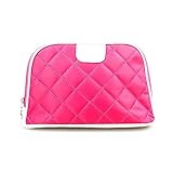 Wispun　シェル　刺繍　グリッド　バッグ　大容量　旅行　化粧品　収納　バッグ　 (薔薇色)