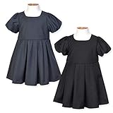 (チャコールグレー/90cm)ベビー服 女の子 セレモニー ワンピース 半袖 フォーマル 無地 バルーン袖 ウエストタック バックファスナー 女児 ベビー